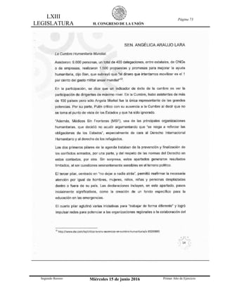 LXIII
LEGISLATURA H. CONGRESO DE LA UNIÓN
Página 73
Segundo Receso Miércoles 15 de junio 2016 Primer Año de Ejercicio
 