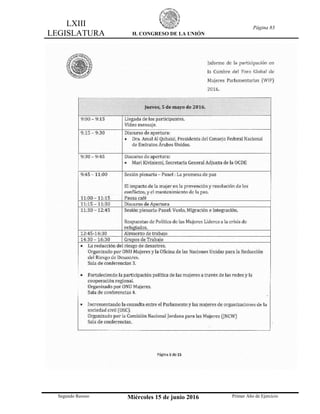 LXIII
LEGISLATURA H. CONGRESO DE LA UNIÓN
Página 83
Segundo Receso Miércoles 15 de junio 2016 Primer Año de Ejercicio
 