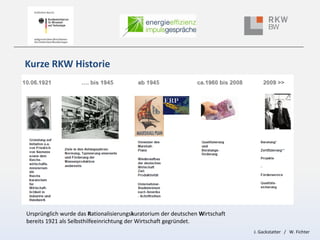 Kurze RKW Historie

Ursprünglich wurde das Rationalisierungskuratorium der deutschen Wirtschaft
bereits 1921 als Selbsthil...