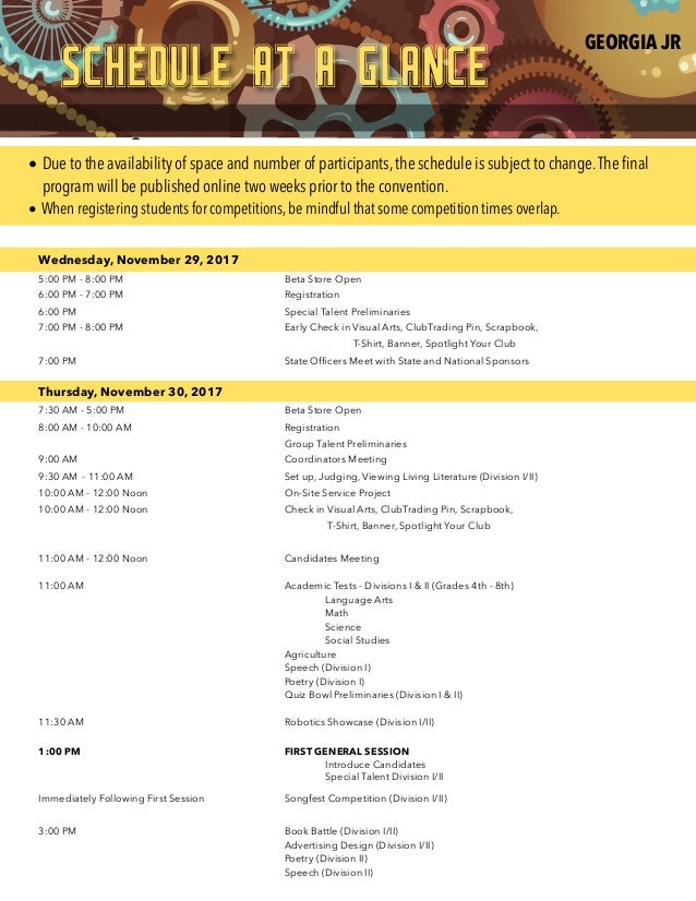 Ga convention schedule Ga convention schedule