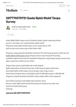 GADAI BPKB MOBIL TANPA SURVEY 087774579721
