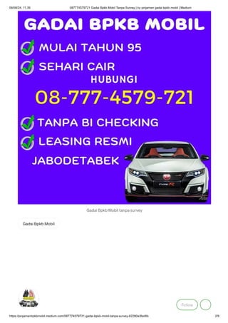 GADAI BPKB MOBIL TANPA SURVEY 087774579721