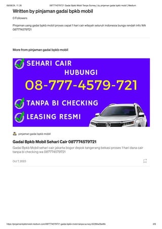 GADAI BPKB MOBIL TANPA SURVEY 087774579721