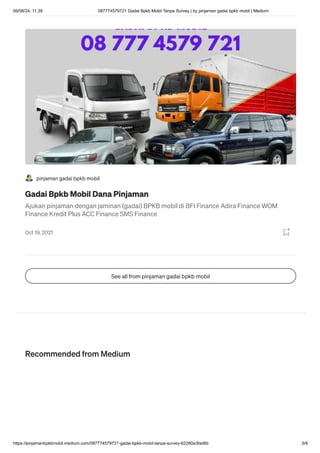GADAI BPKB MOBIL TANPA SURVEY 087774579721