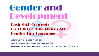 Basic Gender and Development Concepts and Republic Act 11313 ...