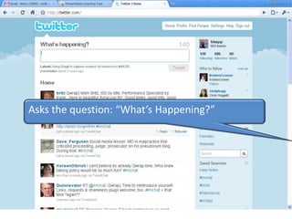 Asks the question: “What’s Happening?”