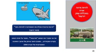 23
"‫בוקר‬ ‫לארוחת‬ ‫האסטרטגיה‬ ‫את‬ ‫אוכלת‬ ‫ארגונית‬ ‫תרבות‬"
(‫דרוקר‬ ‫פיטר‬)
‫המושג‬ ‫את‬ ‫מסביר‬ ‫אני‬ ‫ואז‬"‫מורכבות‬"2,‫הטסט‬ ‫חווית‬ ‫על‬ ‫מספר‬
‫הסקיפרים‬ ‫בקורס‬....‫החשיבה‬ ‫מהפך‬ ‫של‬ ‫מרתק‬ ‫תיאור‬ ‫ומוסיף‬
‫חברת‬ ‫של‬ ‫האסטרטגית‬ZARA
‫מרצה‬ ‫להיות‬
‫אורח‬
‫עמק‬ ‫במכללת‬
‫יזרעאל‬
 