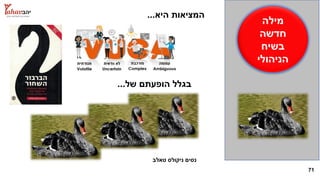 71
‫תנודתי‬
‫וודאי‬ ‫לא‬
‫מורכב‬
‫מילה‬
‫חדשה‬
‫בשיח‬
‫הניהולי‬
‫היא‬ ‫המציאות‬...
‫של‬ ‫הופעתם‬ ‫בגלל‬...
‫טאלב‬ ‫ניקולס‬ ‫נסים‬
 