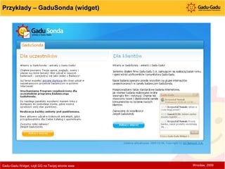 Przykłady – GaduSonda (widget) Gadu-Gadu Widget, czyli GG na Twojej stronie www  Wrocław, 2009 