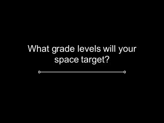 What grade levels will your
space target?
 