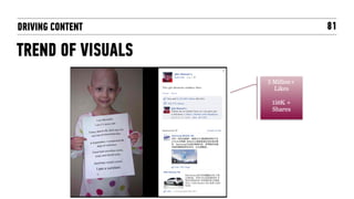 DRIVING CONTENT                 81

TREND OF VISUALS
                   3 Million+
                     Likes

                    150K +
                    Shares
 