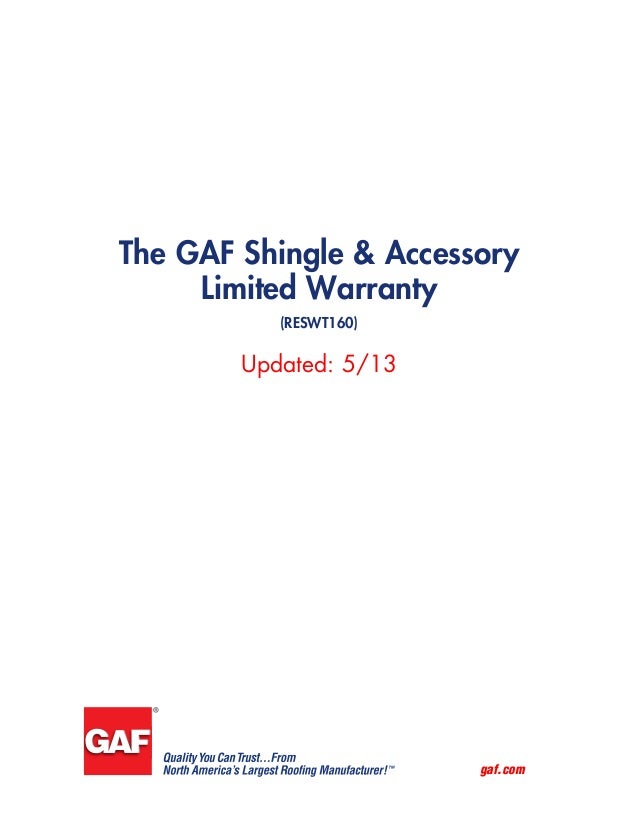 GAF Shingle Warranty Courtesy of