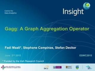 Gagg: A Graph Aggregation Operator
June 2nd 2015
Fadi Maali*, Stephane Campinas, Stefan Decker
ESWC2015
* Funded by the Irish Research Council
 
