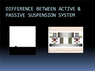 DIFFERENCE BETWEEN ACTIVE &
PASSIVE SUSPENSION SYSTEM
 
