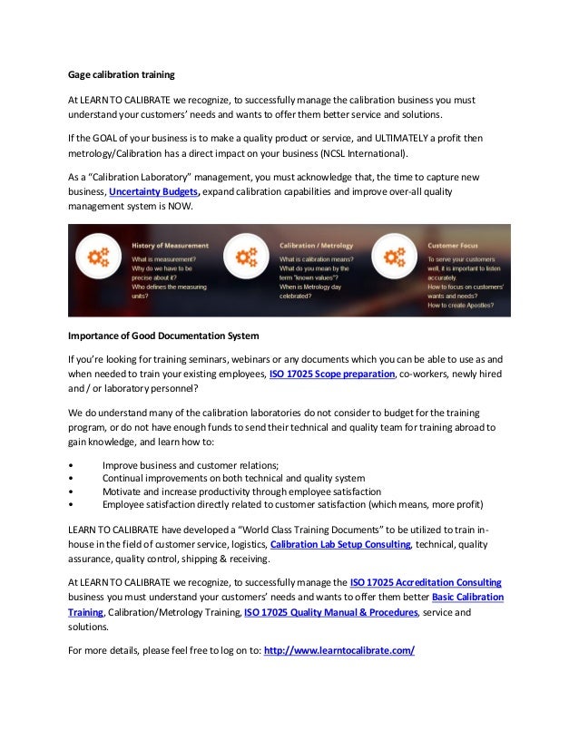Gage calibration training