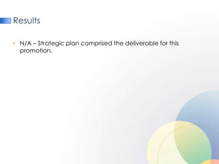 Results

• N/A – Strategic plan comprised the deliverable for this
  promotion.
 