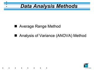 Data Analysis Methods


n Average Range Method

n Analysis of Variance (ANOVA) Method




                                        ®
 