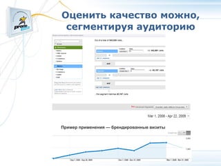 Оценить качество можно, сегментируя аудиторию Пример применения — брендированные визиты 