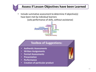 #8 Assess if Lesson Objectives have been Learned 
• Include summative assessment to determine if objective(s) 
have been m...