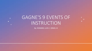GAGNE'S 9 EVENTS OF
INSTRUCTION
By: ROMMEL LUIS C. ISRAEL III
 