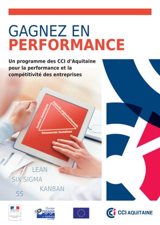 Gagnez en 
performance 
Un programme des CCI d’Aquitaine 
pour la performance et la 
compétitivité des entreprises 
Lean 
Six Sigma 
5S Kanban 
 