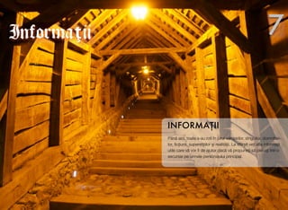 Pân! aici, toate s-au roti în jurul vampirilor, strigoilor, domnitori-
lor, ﬁc"iunii, supersti"iilor #i realit!"ii. La sfâr#it ve"i aﬂa informa"ii
utile care v! vor ﬁ de ajutor dac! v! propune"i s! pleca"i într-o
excursie pe urmele personajului principal.
INFORMA"II
7InformaInforma!ii
 