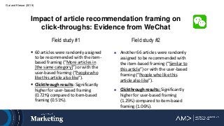 Gai and Klesse (2019)
Impact of article recommendation framing on
click-throughs: Evidence from WeChat
 60 articles were ...