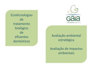 Ecotécnologiasde tratamento biológico de efluentes domésticosAvaliação ambiental estratégicaAvaliação de impactos ambientais
