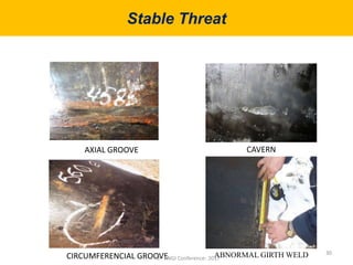 Stable Threat
AXIAL GROOVE CAVERN
CIRCUMFERENCIAL GROOVE ABNORMAL GIRTH WELD 30
3rd ENGI Conference- 2017
 