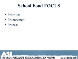 School Food FOCUSPrioritiesProcurementProcess