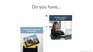 w w w. p g a g e n c y. c o m /g a i l p e r r y i n s i d e r s
An Advisor page on
your website?
A basic leave-behind about
planned gifts?
Do you have…
 