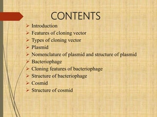 Cloning vectors used in genetic engineering pptx | PPTX