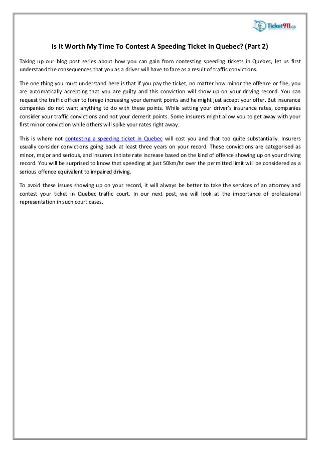 Gain From Contesting Speeding Tickets In Quebec