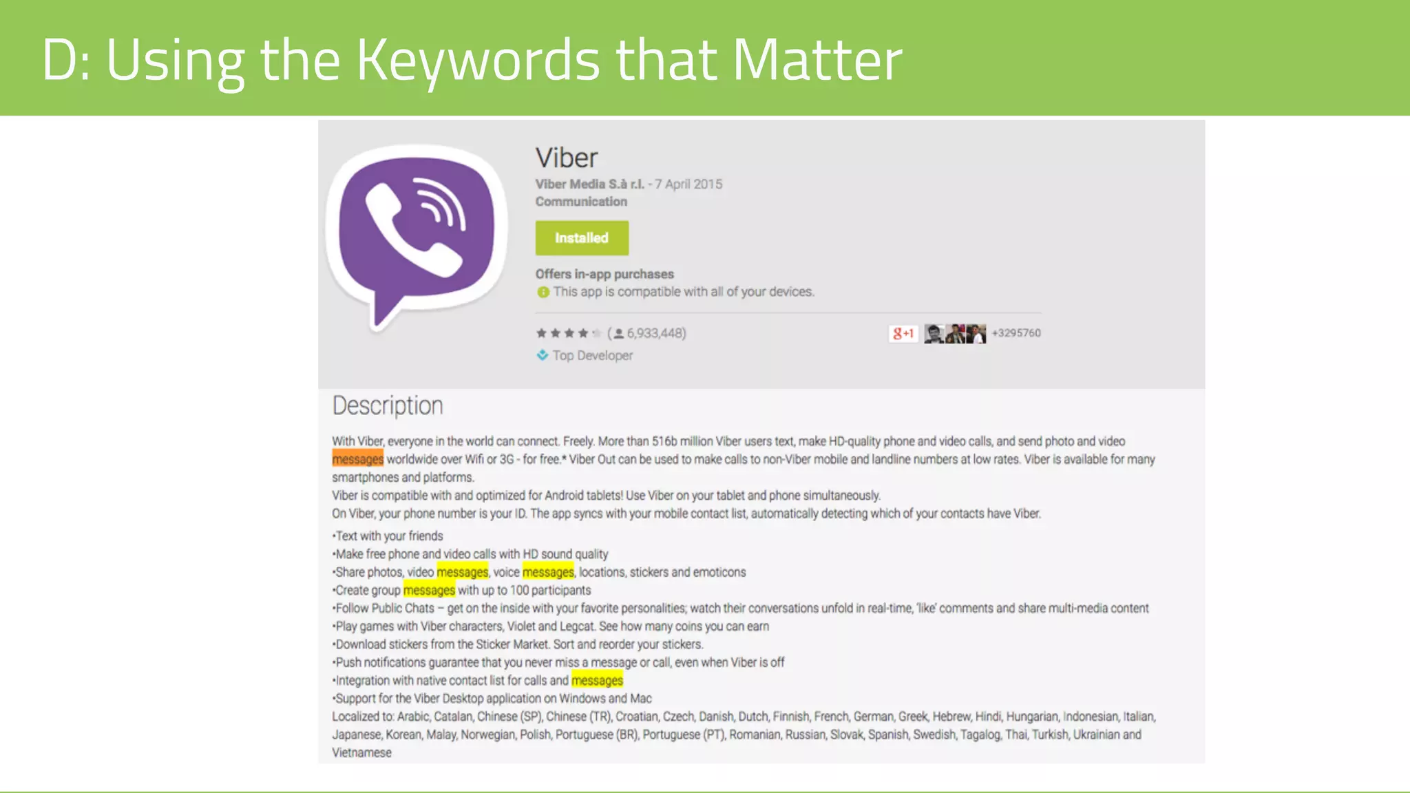 D: Using the Keywords that Matter
 