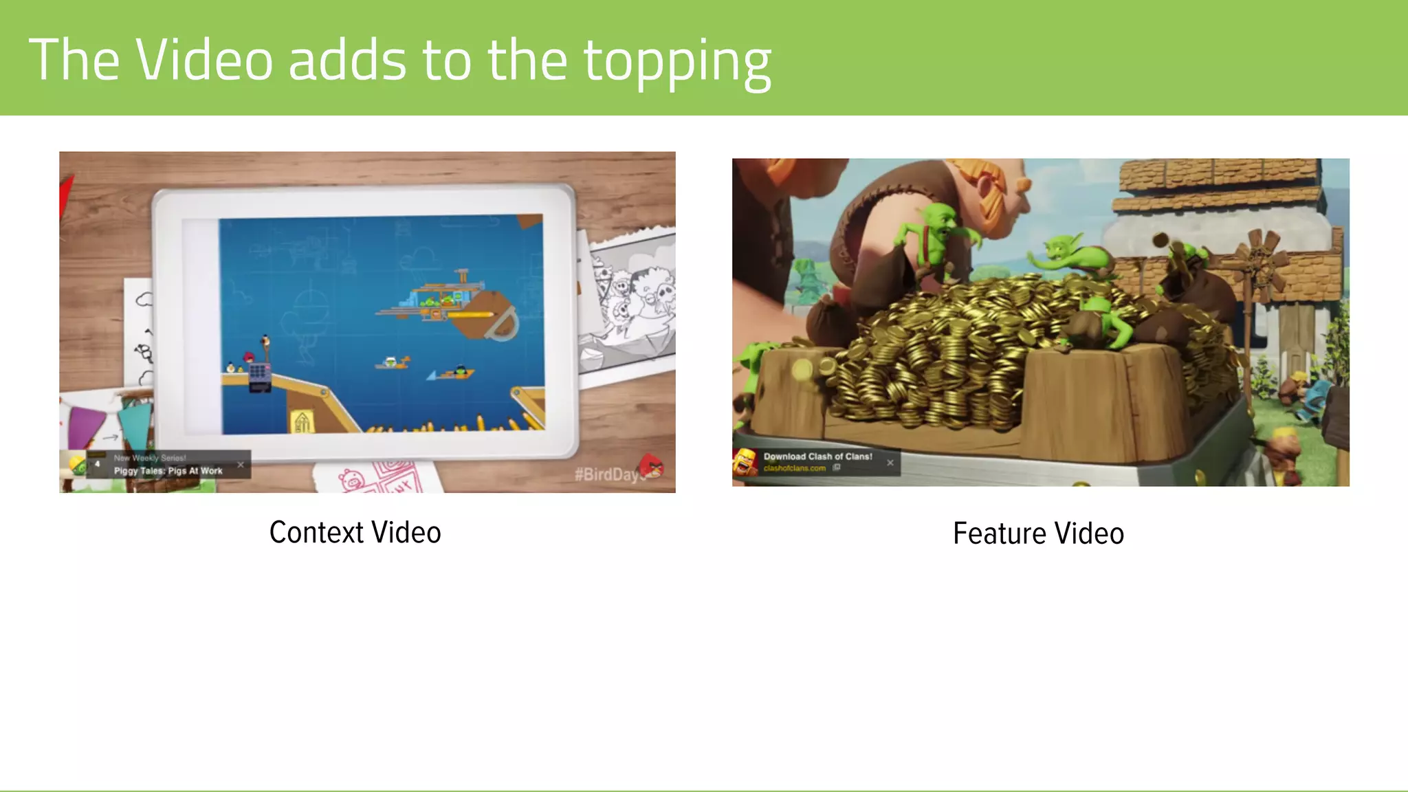 The Video adds to the topping
Context Video Feature Video
 