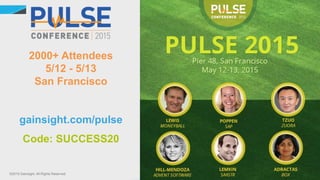 ©2015 Gainsight. All Rights Reserved.
2000+ Attendees
5/12 - 5/13
San Francisco
gainsight.com/pulse
Code: SUCCESS20
 