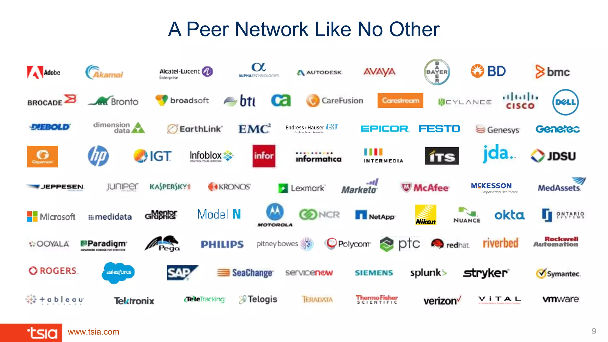 www.tsia.com
A Peer Network Like No Other
9
 