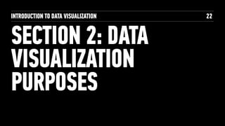 SECTION 2: DATA
VISUALIZATION
PURPOSES
INTRODUCTION TO DATA VISUALIZATION 22
 