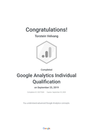 Google Analytics Individual Qualification