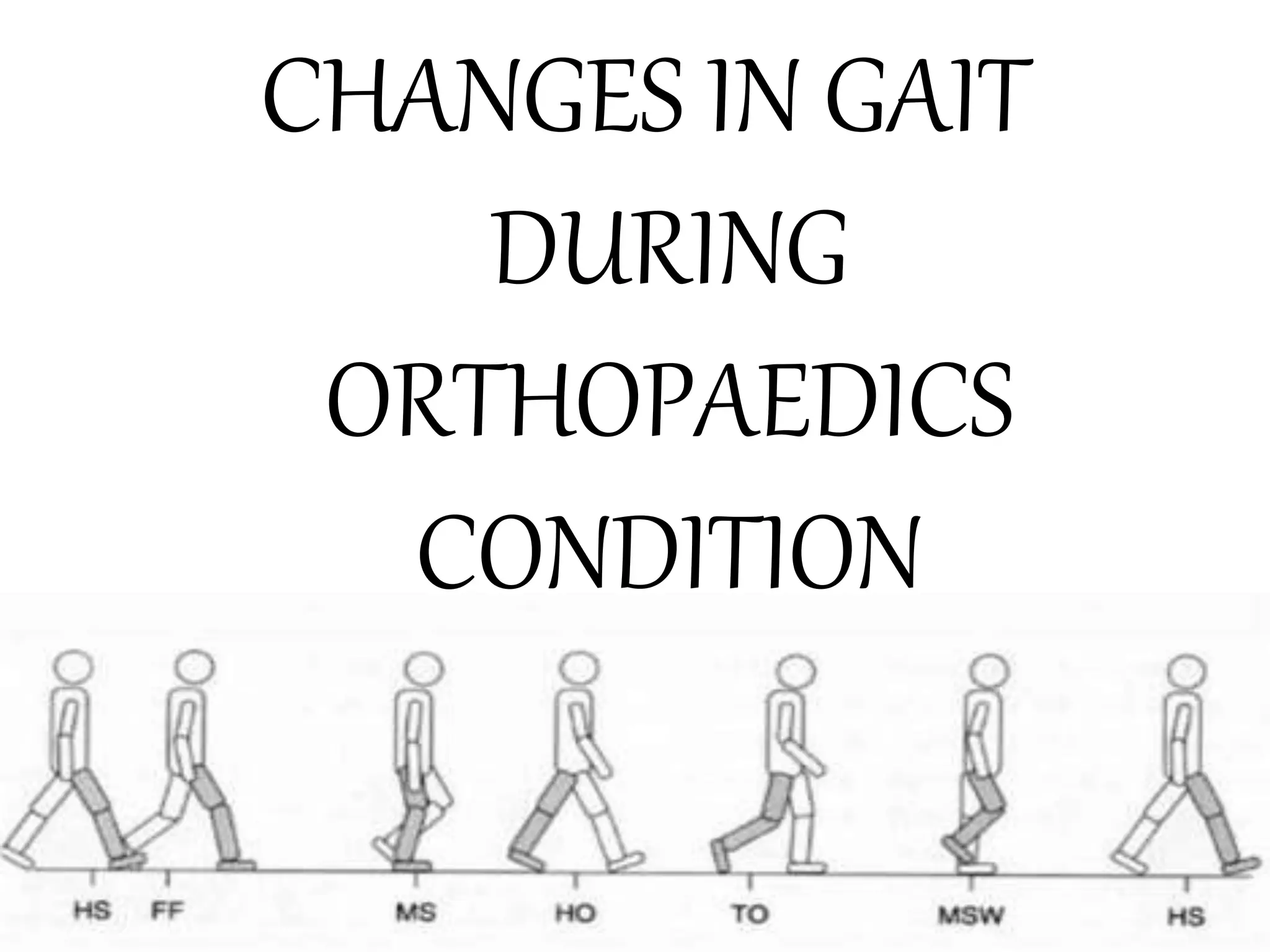 CHANGES IN GAIT
DURING
ORTHOPAEDICS
CONDITION
 