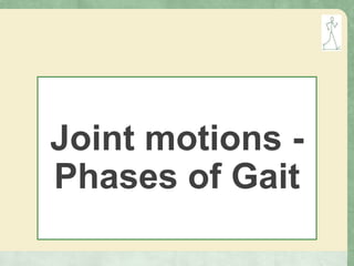 Joint motions -
Phases of Gait
 