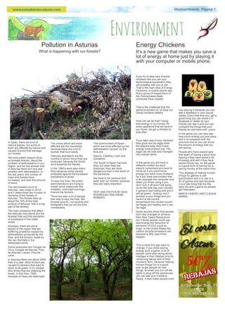 Medioambiente. Página 1
In Spain, there are a lot of
natural places, but some of
them are affected by natural and
caused a...