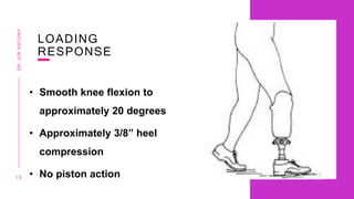 LOADING
RESPONSE
• Smooth knee flexion to
approximately 20 degrees
• Approximately 3/8” heel
compression
• No piston action
1 5
DR.
JOE
ANTONY
 