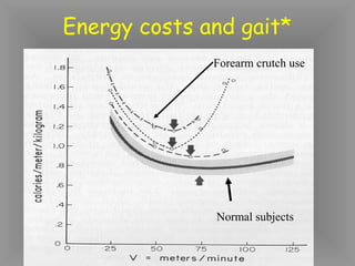 Energy costs and gait*
              Forearm crutch use




              Normal subjects
 