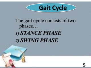Gait Cycle
The gait cycle consists of two
phases…
1) STANCE PHASE
2) SWING PHASE
5
 