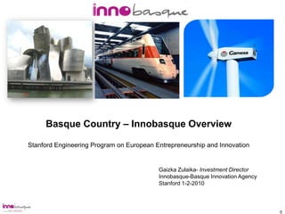 Basque Country – Innobasque Overview Stanford Engineering Program on European Entrepreneurship and Innovation  	Gaizka Zulaika- Investment Director Innobasque-Basque Innovation Agency 	Stanford 1-2-2010 