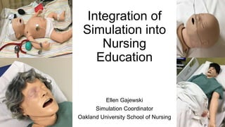 Integration of
Simulation into
Nursing
Education
Ellen Gajewski
Simulation Coordinator
Oakland University School of Nursing
 