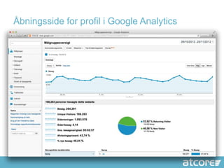 Åbningsside for profil i Google Analytics
 