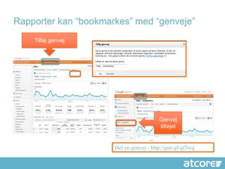 Rapporter kan “bookmarkes” med “genveje”
    Tilføj genvej




                                         Genvej
                                         tilføjet


                      Del en genvej - http://goo.gl/qf3wq
 