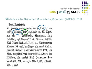 daten + formate

CNS | WBÖ @ SKOS
Wörterbuch der Bairischen Mundarten in Österreich (WBÖ) 3,1515f.

 